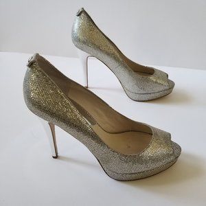 Michael Kors Silver Peep Toe Heels